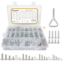 Pan Machine Screws, 728 PCS, Rust Free, Bolt and Nut Set, M6, M5, M4, M3, Cross Hole, Screw Set, Screw Set, Screw Nut Stainless Steel, Screw Set, Machine Screws, SUS304 Screws, Nut Washer Set, M4 Screws, Storage Case Included