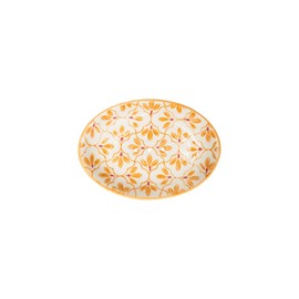 Tranquillo Floral Oval Stoneware Soap Dish with Yellow Print with Holes for Drainage 14 x 9.5 x 2 cm