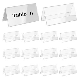 BENECREAT 16 Pack Acrylic Table Name Plates, 5.9x12cm Blank Name Plate Holder Desk Signs, Double-Sided Name Plate Display Stand for Business Office Meeting Classroom