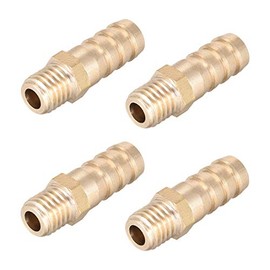 sourcing map Brass Metric Male to Barb Hose Connector 10mm x M10 x 1.5 (Pack of 4)