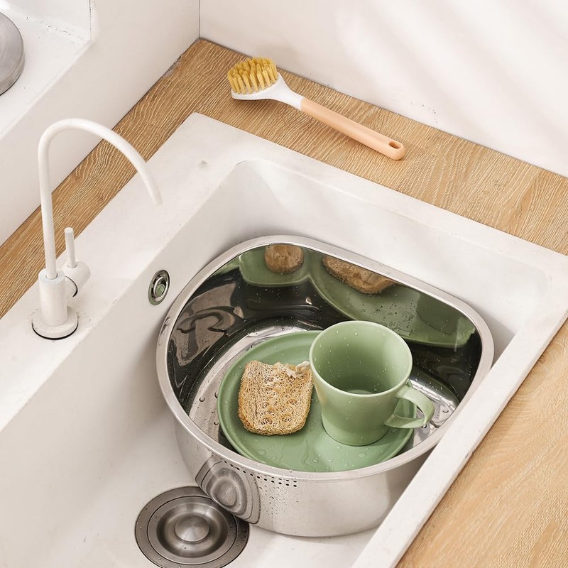 FAB4HOME Washing Up Bowl Stainless Steel Washbasin Plastic-Free Kitchen Sink