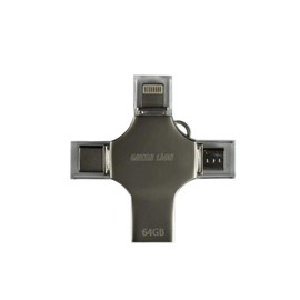 4 in 1 64GB USB Flash Drive with USB-A, Type-C, Lightning and Mirco USB Compatible with All Smart Devices - GREEN LION USB Flash Drive