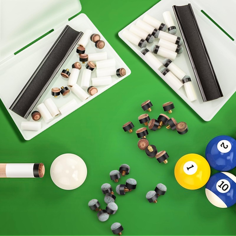Sinsilvie 12 PCS Screw on Pool Cue Tips Replacement Kit