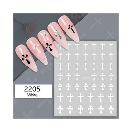 Generic Cross Nail Sticker Gold Silver Black White Nail Decals Jo2205 White Nail Wraps Stickers Manicure Supplies for Women Nails Full Long Lasting Easy Apply and Remove