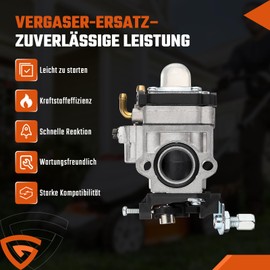 GEARMONSTER 52cc 49cc 43cc Brush Cutter Carbu Kit with Gasket, Hose, Spark Plug and Fuel Filter, Carburettor Replacement for a Variety of Lawnmowers, Brushcutters and Chainsaws