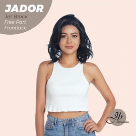 JBEXTENSION 10 Inches Mix Blonde Curly Lace Front Wig.Pre Plucked 13*3 HD Transparent Lace Frontal Handmade Futura Fiber Swiss Lace Synthetic Fiber Wig JADOR - Color: Black