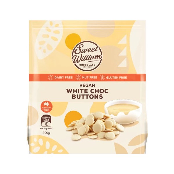 Sweet William Vegan White Choc Buttons 300g