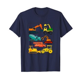 Boys Tractor Excavator Cement Truck Bull Dozer Construction T-Shirt