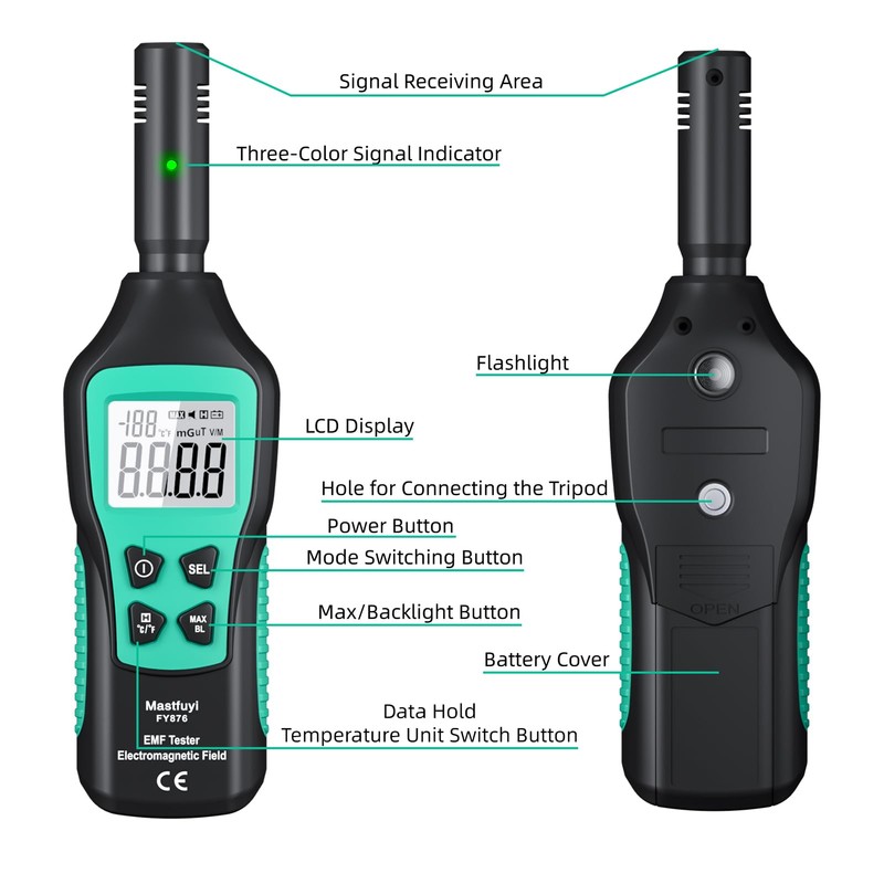 EMF Meter, EMF Detector, EMF Tester Digital LCD, Electromagnetic Radiation