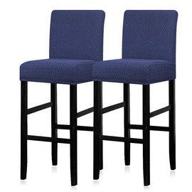 Lellen Bar Stool Covers Set of 2,Stretch Washable Bar Stool Seat Covers,Removable Bar Chair Covers with Backs,Counter Height Bar Stool Chair Covers for Kitchen Dining Room Cafe(Navy)