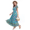 OSTOO Women's 2025 Summer Short Sleeves Boho Floral Print Tiered