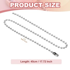 PATIKIL Silver-tone Beaded Chain Necklace, Titanium Steel 3mm Bead Ball Chain Necklace Y2K Punk Necklace for Women and Men Jewelry Gift, 17.72 Inch Length