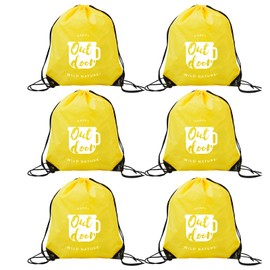 Outdoor Thickened Material Drawstring Backpack 6Pcs Drawstring Gym Bags Black Draw String Bags Backpack for Sports, Gym, Travel, Swimming, Beach (Lemon)