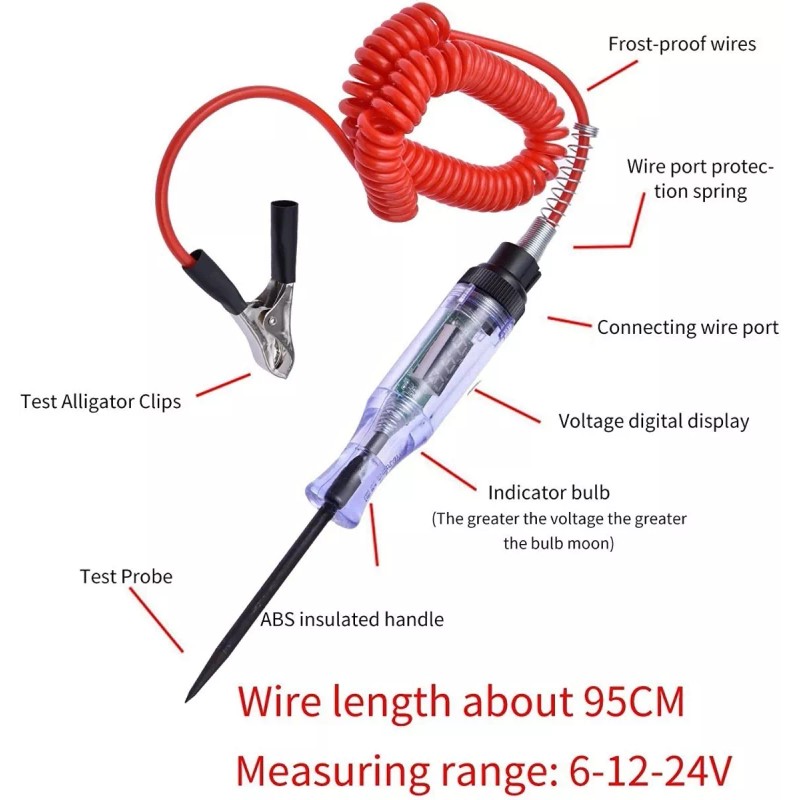 Meiso Probador De Circuito Eléctrico P/batería Automotriz 12v 24v5