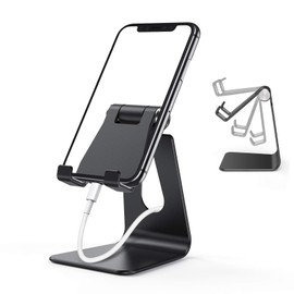 ORIbox Cell Phone Stand, Adjustable Phone Stand for Desk, Aluminum Desktop Solid Universal Desk Stand