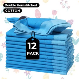 HOMIDATE Cloth Napkins Set of 12-20x20 Double Hemstitched Machine Washable Dinner Napkins, Teal Blue, Perfect for Weddings and Everyday Use