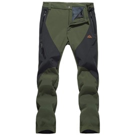 TACVASEN Men's Pants-Outdoor Thicken Softshell Ski Climbing Multi Pockets, Dgrey Green, 38