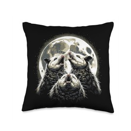 Three Opposum Moon 3 Possum Funny Weird Gag Cursed Meme Throw Pillow