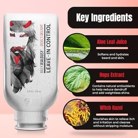 Billy Jealousy Devils Delight Beard Control Leave In Mens Styling Beard Conditioner with Aloe, 8 fl. oz.