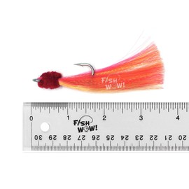50 Pieces 5/0 Shrimp Flying Hooks 2-Color with White red Yellow Krystal Flash