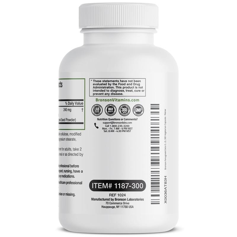 Bronson Fenugreek Extra Strength, Fenugreek Capsules, Fenugreek Supplement, Digestion Support