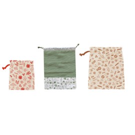 Pebbly- Zero Waste Set of 3 Organic Cotton Bags: Veggie Bag, Bulk Buy Bag, Bread Bag