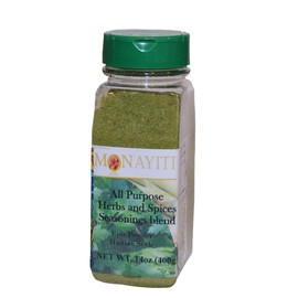 Monayiti Epis Haitian Style Seasoning 14oz (400g). Seasonings Powder. blend of parsley, onions, garlic, chicken base, salt, spices. Not vegan. Made in the US but inspired by Haiti.