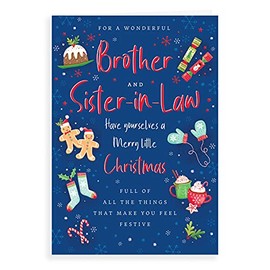 Piccadilly Greetings Modern Christmas Card Brother & Sister in Law - 9 x 6 inches (A41282)
