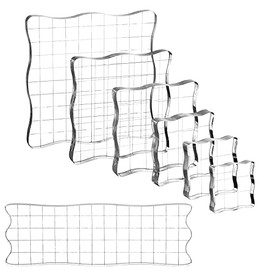7 Pieces Clear Stamp Blocks, driew Clear Acrylic Stamping Blocks Tools Set with Grid and Grip Decorative Stamp Blocks for Scrapbooking Crafts, Cards, Schedule Book