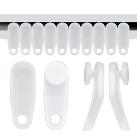 Aifeier ET 50 Pcs White Plastic Traverse Rod Slide Curtain Track Slide Hooks Replacement Carrier for Windows and Shower Curtains