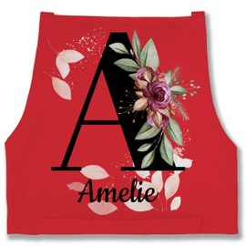 Geschenk mit Namen personalisiert by Shirtracer - Apron - Name and Initials - Letter Adjustable, 6 Red