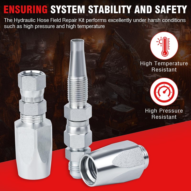 5Pcs Hydraulic Hose Field Repair Kit,1/4" 1/2" 3/8" Inner Diameter