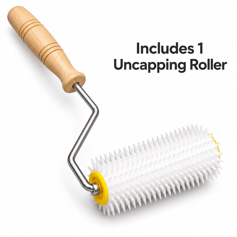 Honeycomb Uncapping Roller with Wooden Handle for Honey Extraction Preparation
