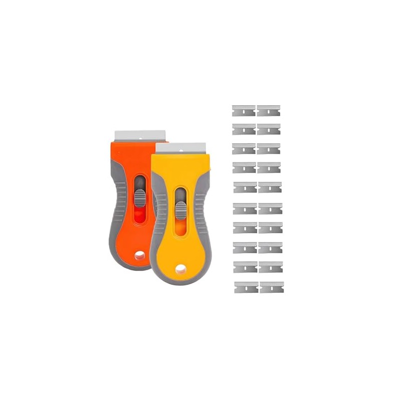 Retractable Razor Blade Scraper Tool, 2 Pack with 20 Extra