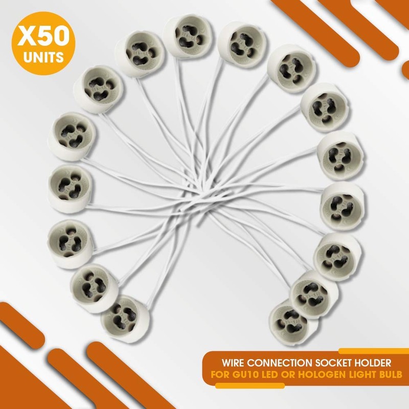 GU10 Base Socket 50 Pack Ceramic Socket Lamp Connector with