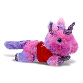 DolliBu I Love You Monday Pink Unicorn Cotton Candy Plush- Cute Stuffed Animal with Red Shirt and Name Personalization for Valentine, 10.5 Inches