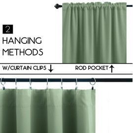 KOUFALL Bathroom Curtains Window,Short Blackout Boho Sage Green Decorative Privacy Curtain 18 x 24 Inch Length