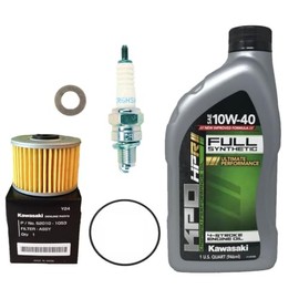 OEM Synthetic Oil Change Kit Spark Plug, Oil Filter, O-Ring, & Washer Compatible with Kawasaki Z125 Z 125 Pro
