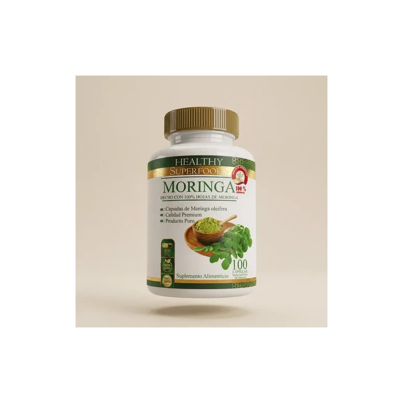 Healthy Superfoods Moringa Pura Premium 100 Capsulas 500mg Sabor Natural