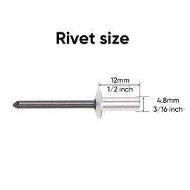 ALLCLEAN 120Pcs 3/16" x 1/2" Closed End Aluminum Blind Rivets with Steel Mandrel,4.8 x 12mm Pop Rivets Dome Head Grip 0.376-0.5 Inch