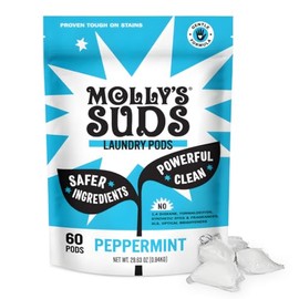 Molly's Suds Laundry Detergent Pods | Clean Detergent for Sensitive Skin | Ultra Concentrated and Stain Fighting | Peppermint - 60 Count