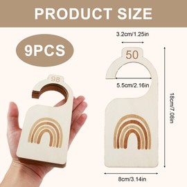 Baby Size Divider, Pack of 9 Baby Clothes Separators 50-98 cm Baby Size Divider Made of Wood, Baby Clothes, Wardrobe Divider, Sort according to German Sizes for Newborn Clothing