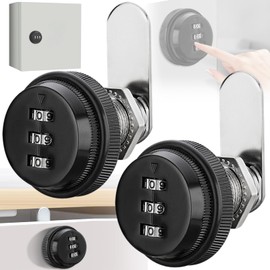 Mikqky Pack of 2 3-Digit Combination Lock, Drawer Combination Lock, Zinc Alloy, Mailbox Lock, Combination Lock Password, Drawer Code Lock, Password Drawer Lock, 20 mm Locker Lock (Black)