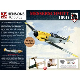 Messerschmitt BF 109, ww2 Fighter, Luftwaffe balsa Model Airplane kit, History Aircraft Gift Set, Battle of Britian, Free Flight Rubber Scale Stick and Tissue