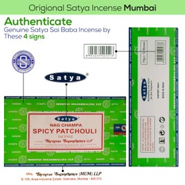 Satya Spicy Patchouli Incense Sticks 180 gm (15GM X 12 Pack) from Satya Sai Baba Nag Champa and Raajsee Incense Sticks Holder Bundle, Free from Chemicals,Natural Insenses