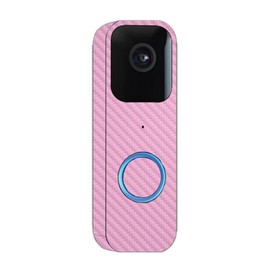 MightySkins Carbon Fiber Skin Compatible with Blink Video Doorbell - Solid Pink | Protective, Durable Textured Carbon Fiber Finish | Easy to Apply and Change Styles | Made in The USA