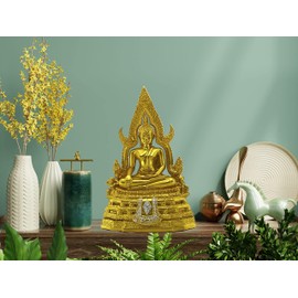 BUDDHO Chinnaraj Thai Buddha Statue for Home Decor 8" h Gold Buddha Sculpture Small Gift Office Gift Office Decor Figurines Meditation Altar Sculpture
