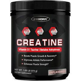 ZEBORA Creatine Monohydrate Powder for Adults, for Muscle Growth, Unflavor