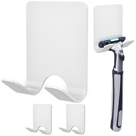 Gorffy Rasierhalter Dusche, 6 Stück Mehrzweckhaken Edelstahl Wasserdichte Wandhaken Selbstklebend, Rasierer Halterung Dusche, Badezimmer Haken Ohne Bohren Rasier Halterung (Weiß, 3 Stück)