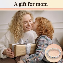 Pearl Bracelet for Mom Birthday Gifts for Moms Mothers Day Gift from Daughter Son Mama Bracelet Gold Beaded Bracelets for Mom Heart Gifts for Mommy Gift Idea